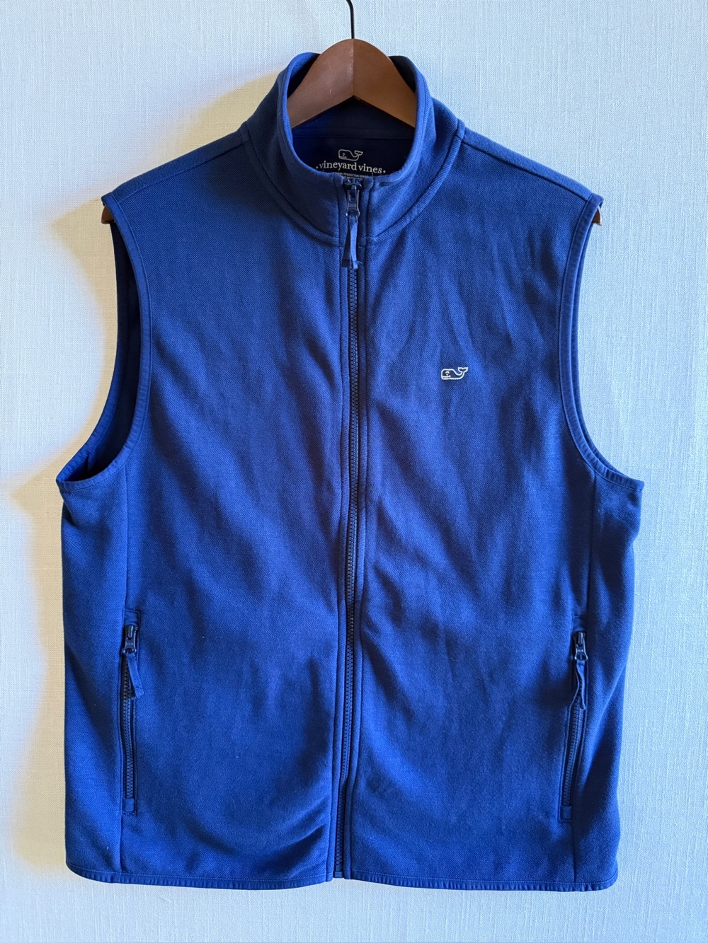Vineyard Vines Blue Cotton Blend Full Zip Vest Size M